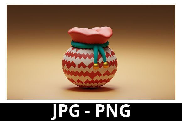 3D Rendered Christmas Gift Bag