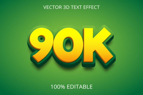 90k 3D Text Effect Design: Elevating Visual Creativity with Depth and Impact
