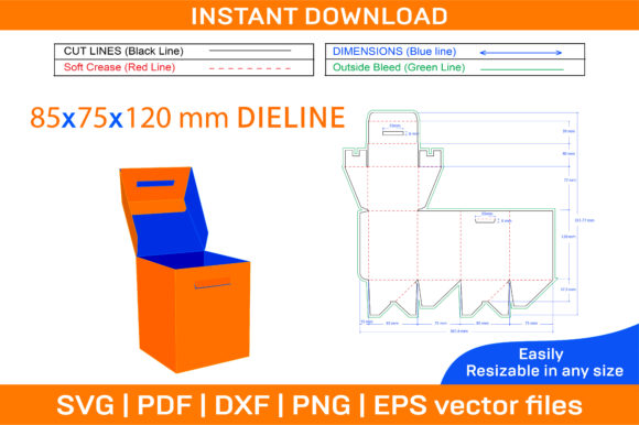 Auto Bottom Closer Box Dieline Template
