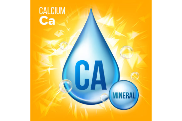 Ca Calcium Vector. Mineral Blue Drop in Modern Applications