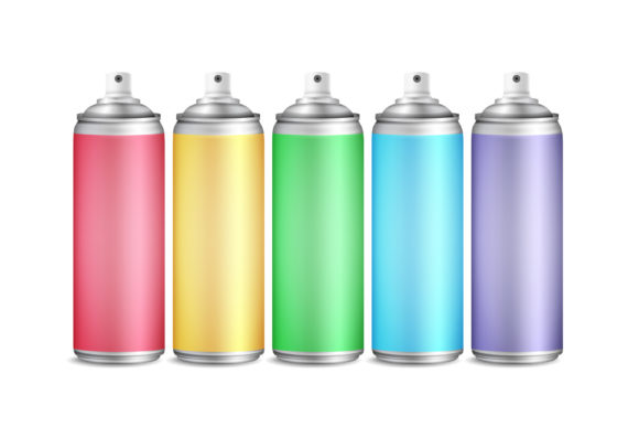 Colorful Spray Can Set Vector 3D