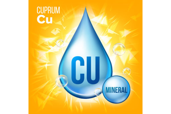 Cu Cuprum Vector. Mineral Blue Drop