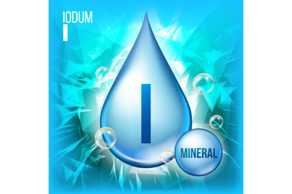 I Iodum Vector: Mineral Blue Drop Icon