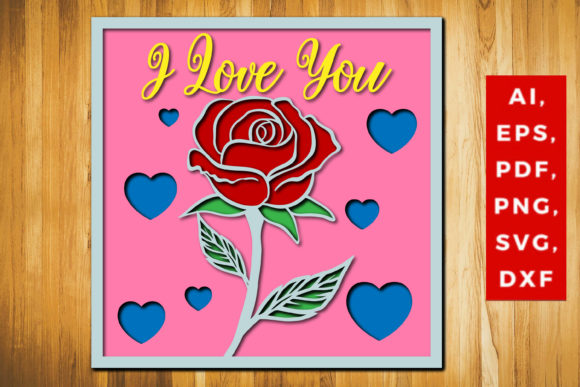 Layered Valentine's Rose 3D SVG File