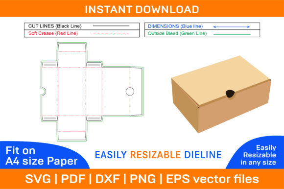 Shoe Box Dieline Template and 3D Box