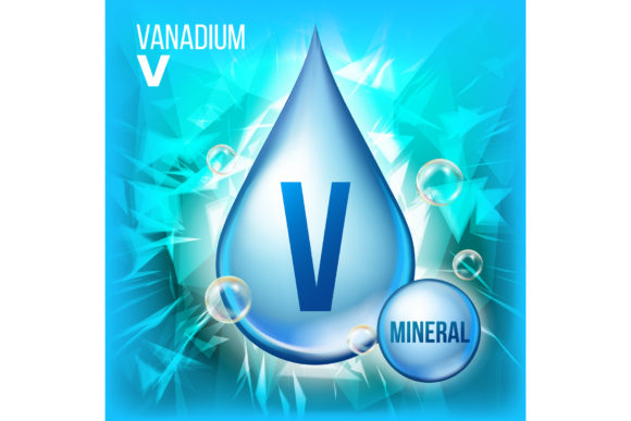 V Vanadium Vector. Mineral Blue Drop