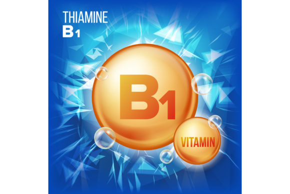 Vitamin B1 Thiamine Vector. Vitamin Gold