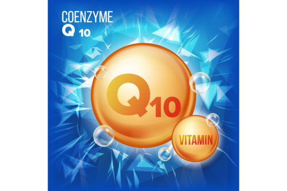 Vitamin Q10 Coenzyme Vector. Organic