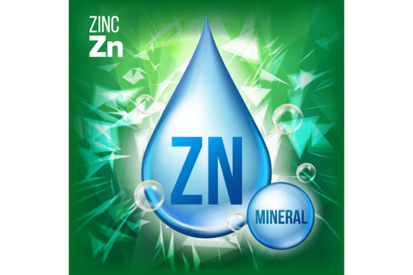 Zn Zinc Vector. Mineral Blue Drop Icon.